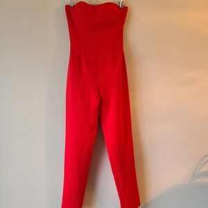 Lan Ting bride red  jumpsuit women's sz.XS Strapless